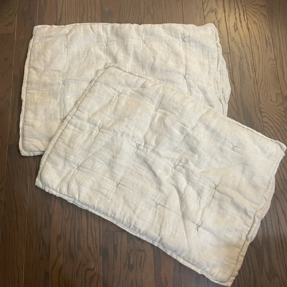 RESTORATION HARDWARE 2 LINEN GAUZE DUNE BEIGE 20x28 Pillow Shams